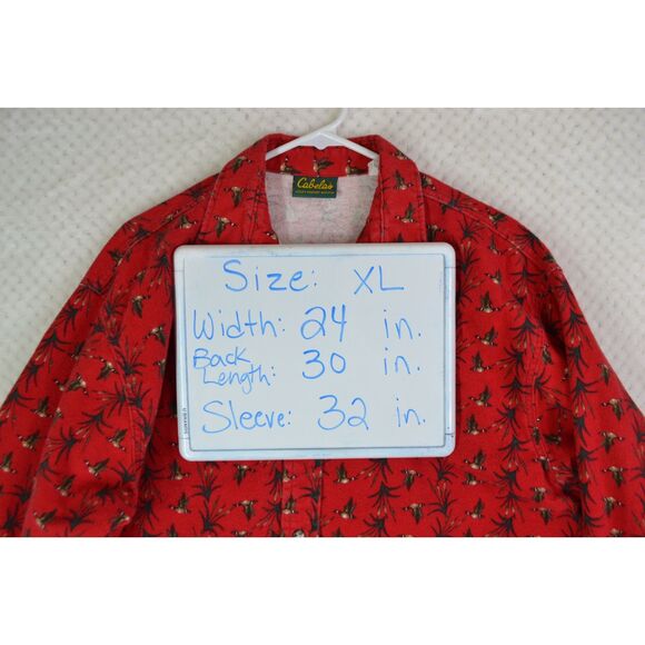 Cabela's Men's XL Vintage Red Flannel Flying Geese Heavyweight Button Up Shirt - Picture 6 of 11